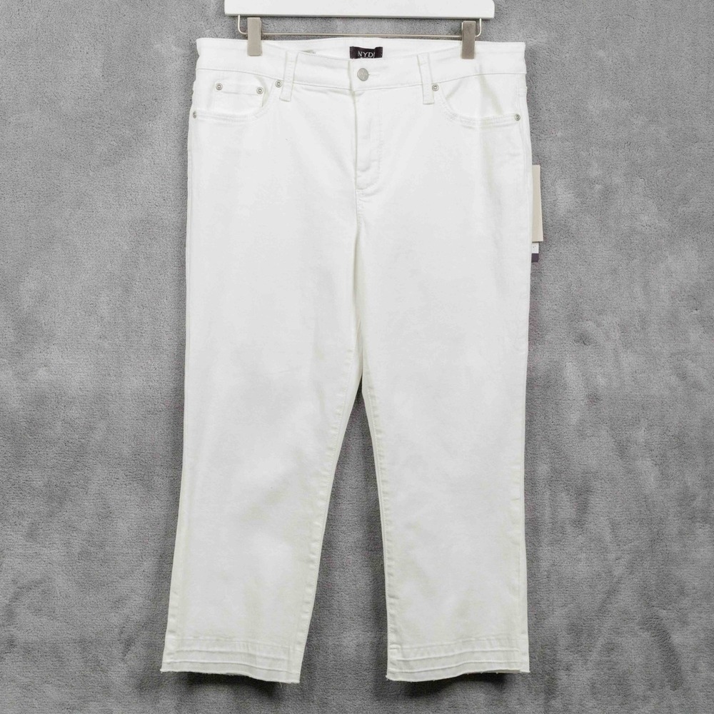 NYDJ Capri Released Hem Jeans Lift Tuck Technology Optic White Sz 14 NWT